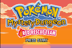 Pokemon Mystery Dungeon Red Rescue Team title screen for GameBoy Advance